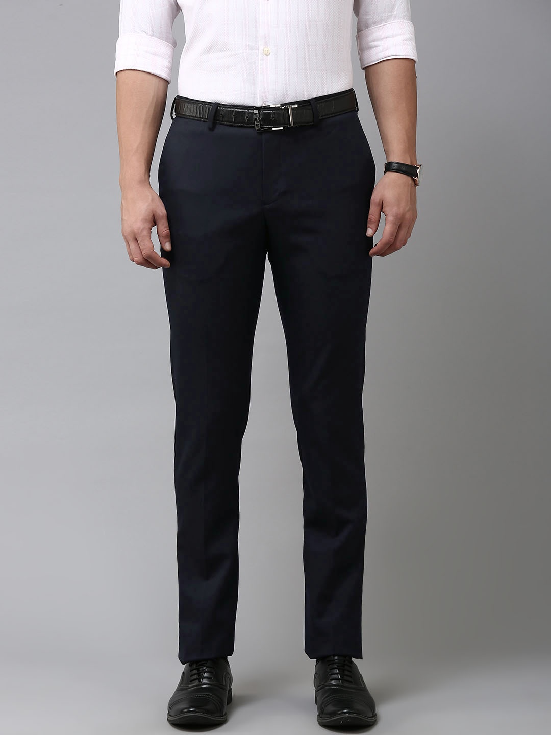 

Arrow Men Textured Tailored Trousers, Navy blue