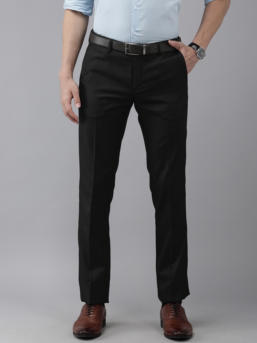 

Arrow Men Black Hudson Tailored Fit Formal Trousers
