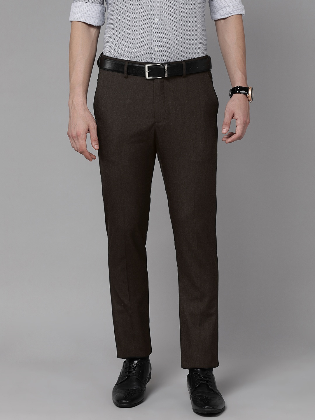 

Arrow Men Black Solid Mid Rise Tailored Trousers