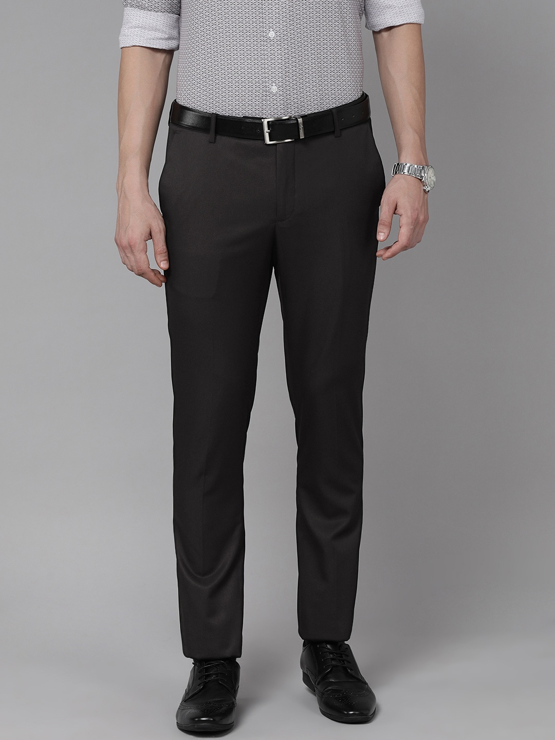 

Arrow Men Black Solid Mid Rise Tailored Formal Trousers