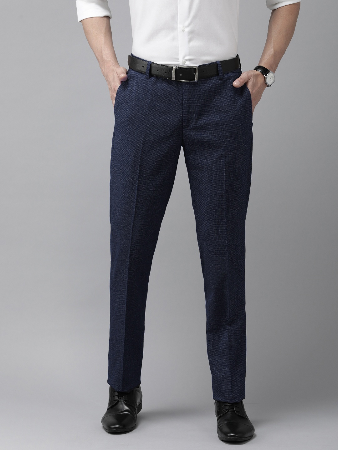 

Arrow Men Blue Textured Tailored Fit Formal Trousers