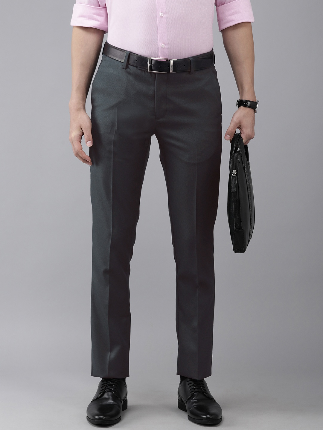 

Arrow Men Navy Blue Textured Tailored Fit Formal Trousers