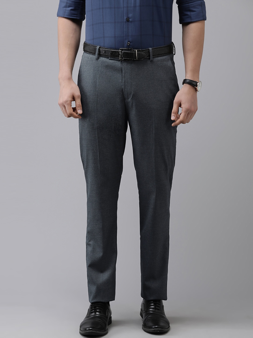 

Arrow Men Blue Tailored Fit Mid-Rise Formal Trousers