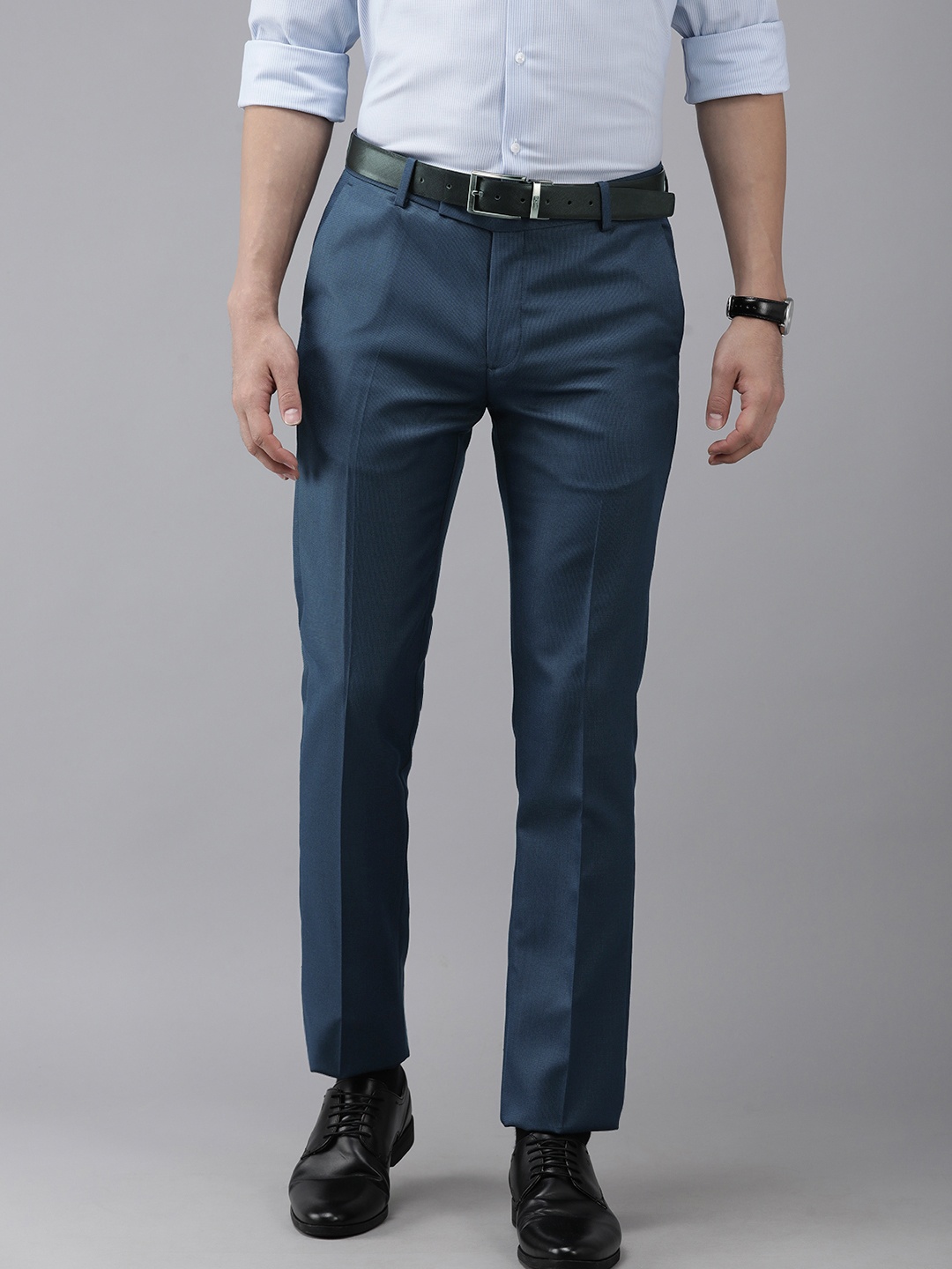 

Arrow Men Blue Textured Tailored Fit Formal Trousers