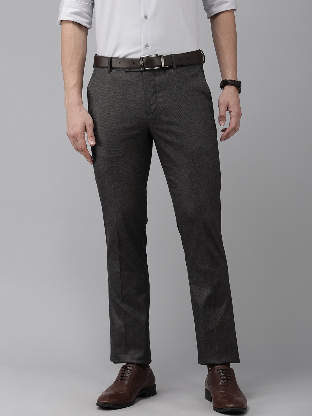 

Arrow Men Charcoal Grey Hudson Tailored Fit Trousers