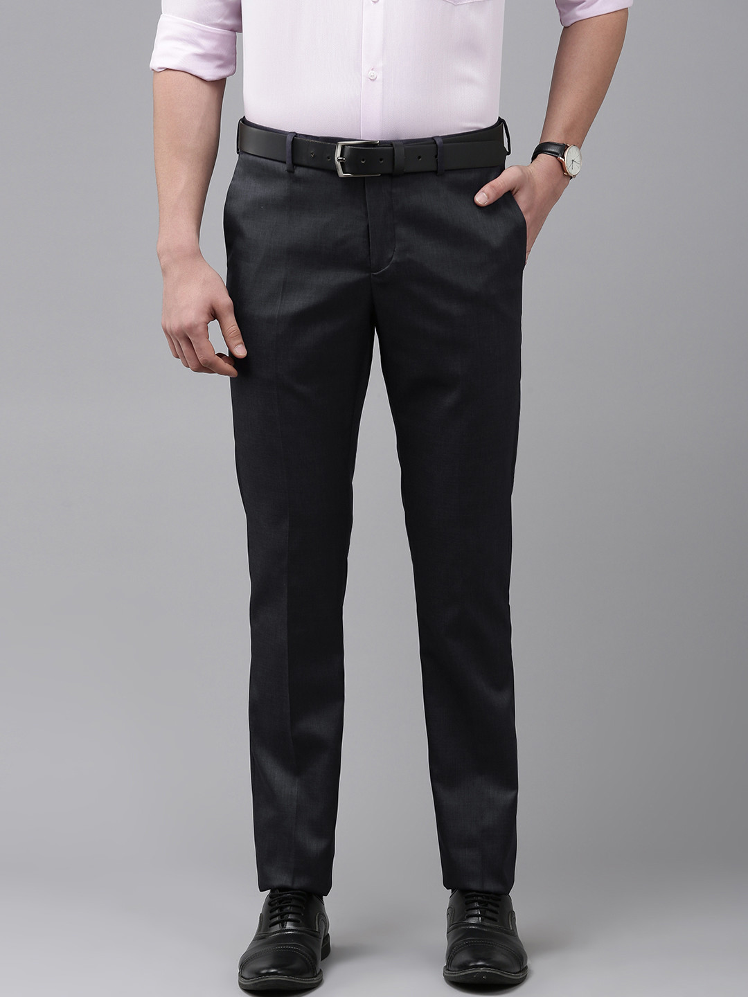 

Arrow Men Blue Solid Tailored Formal Trousers