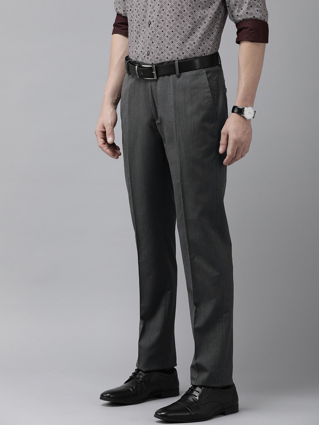 

Arrow Men Charcoal Grey Hudson Tailored Fit Trousers