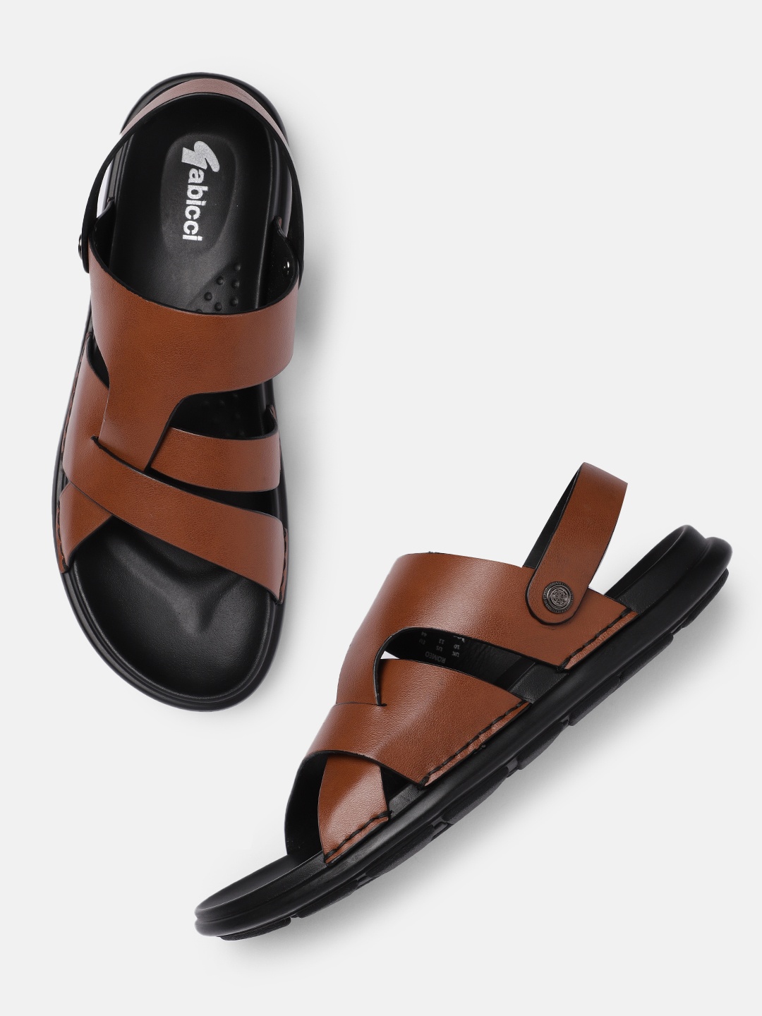 

GABICCI Men Brown Leather Comfort Sandals