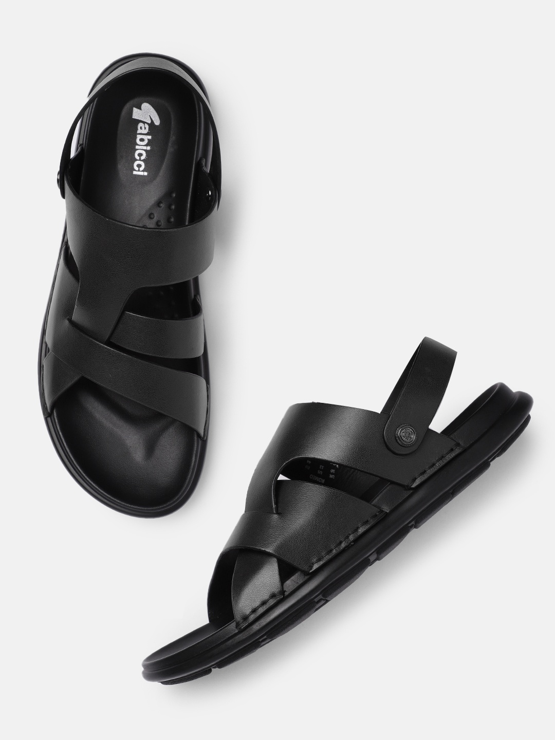 

GABICCI Men Black Leather Comfort Sandals