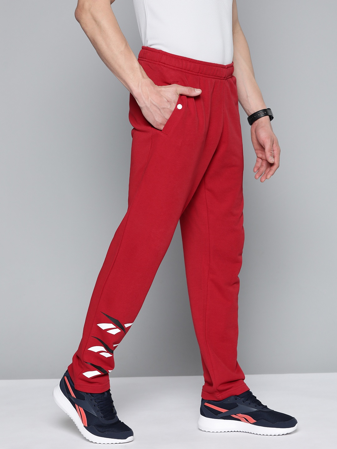 

Reebok Classic Men Brand Logo Print WCE Training Track Pants, Red