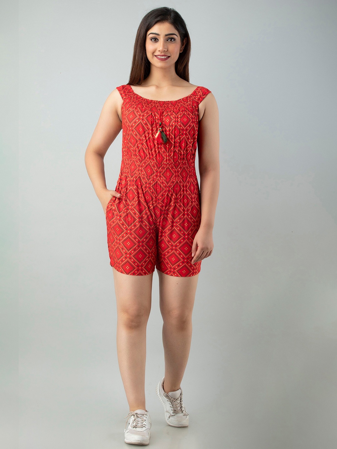 

CKM Red & Green Printed Jumpsuit