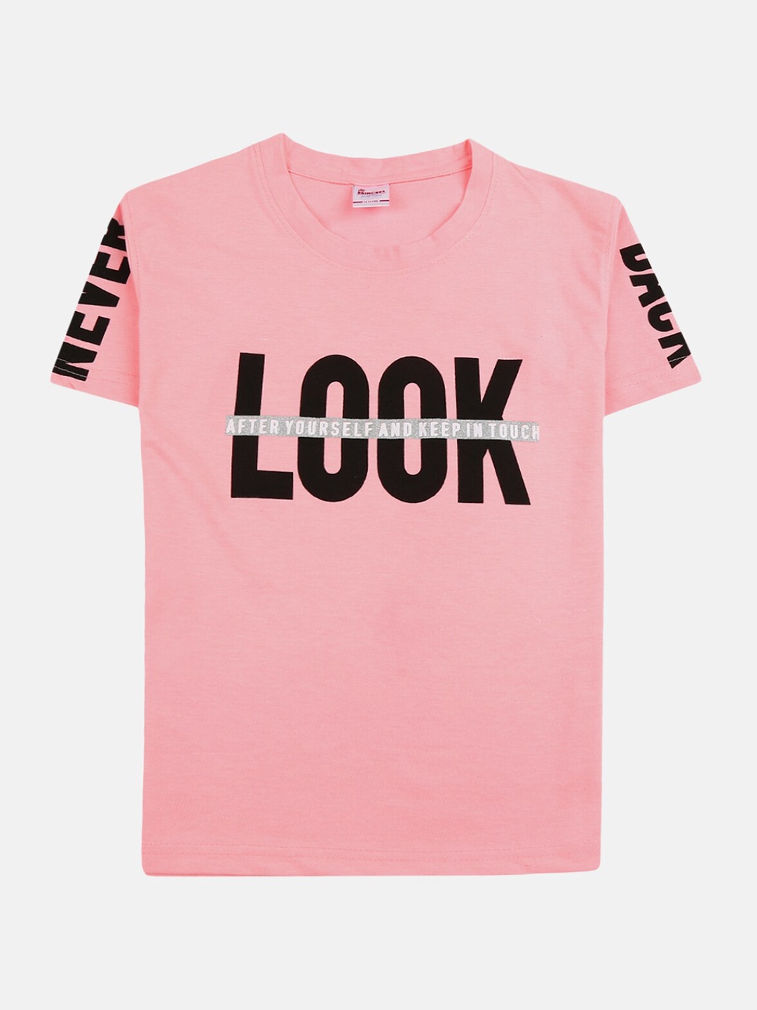 

V-Mart Girls Pink Printed Applique T-shirt