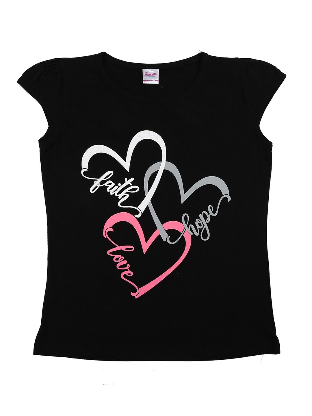

V-Mart Girls Black Printed Extended Sleeves Applique T-shirt