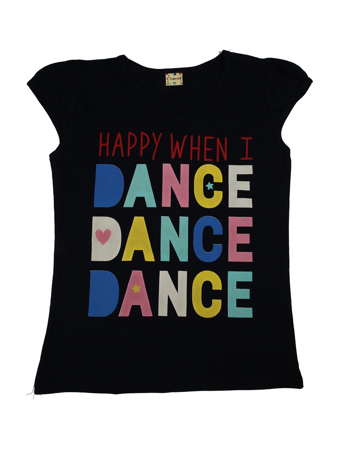 

V-Mart Girls Navy Blue Typography Printed Applique T-shirt