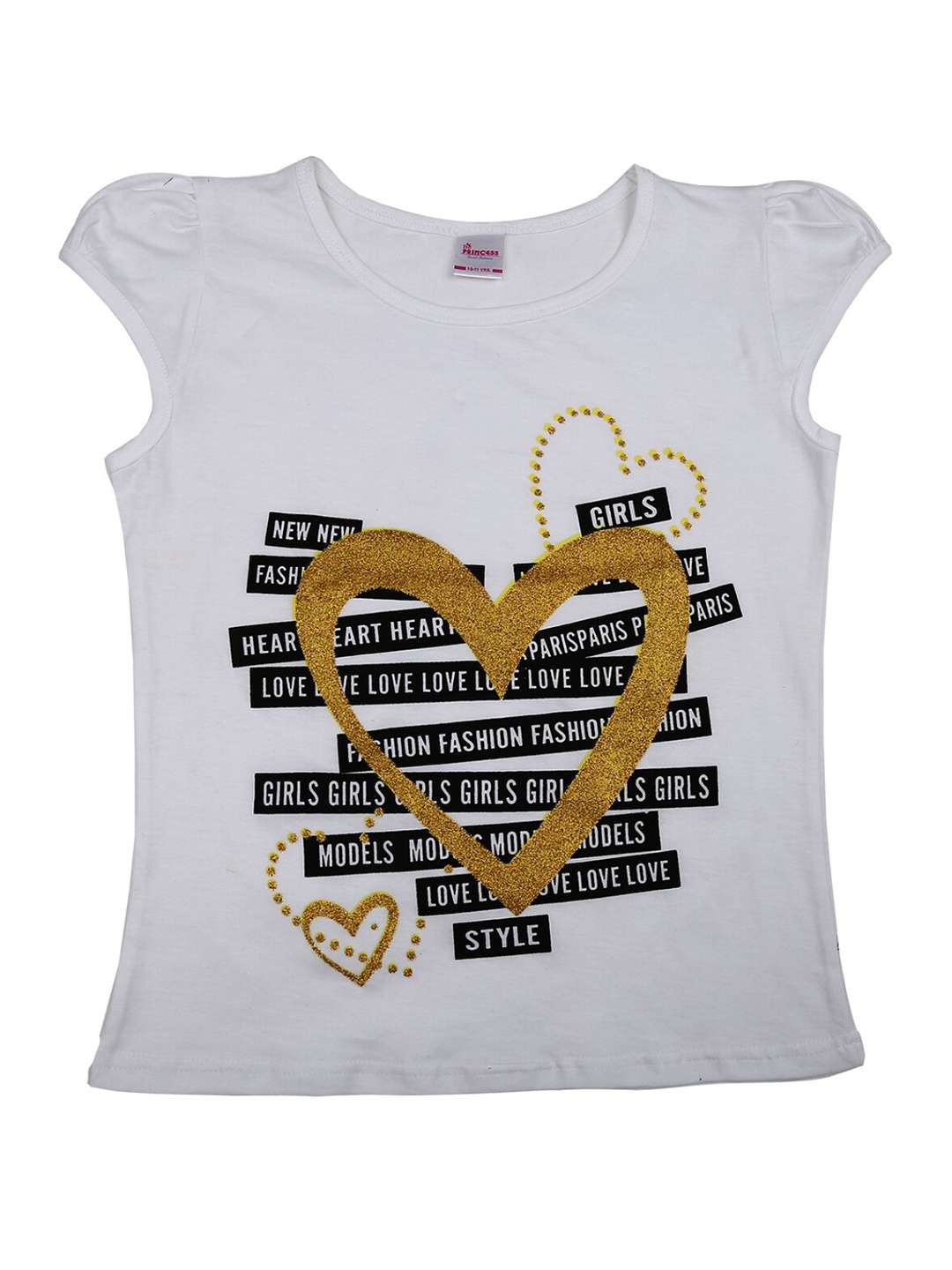 

V-Mart Girls White Typography Printed Extended Sleeves Applique T-shirt