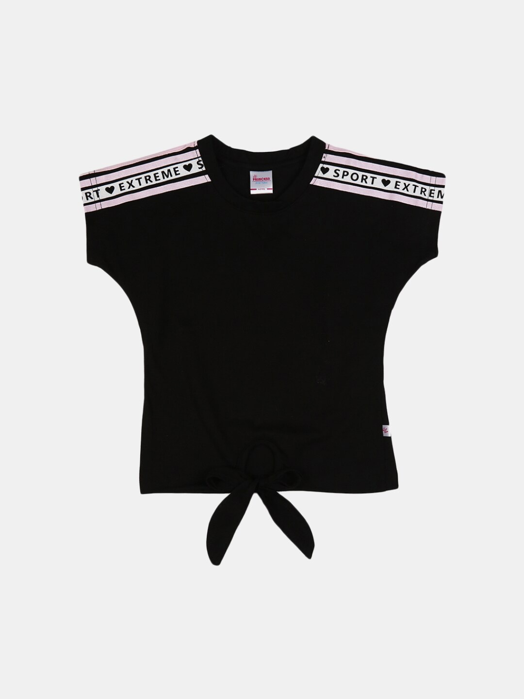 

V-Mart Girls Black & smoky black V-Neck Monochrome T-shirt