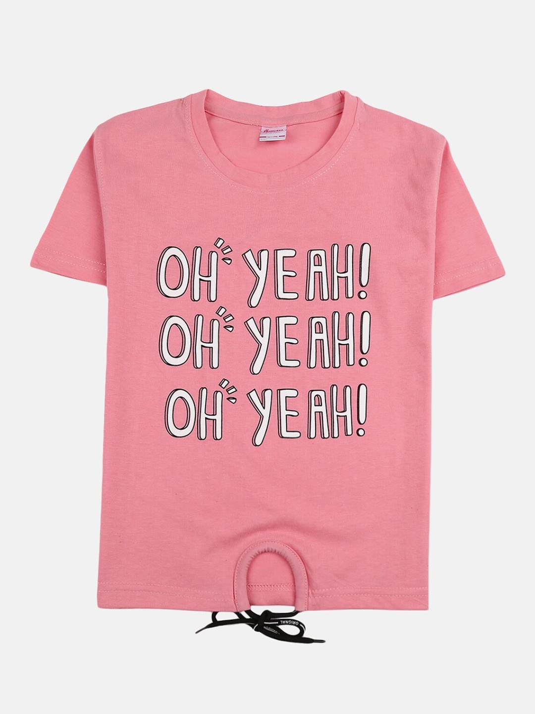 

V-Mart Girls Pink Typography Printed Applique T-shirt