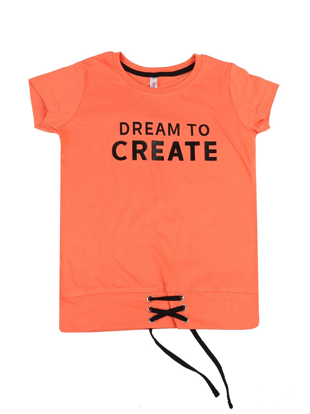 

V-Mart Girls Orange Typography Applique T-shirt