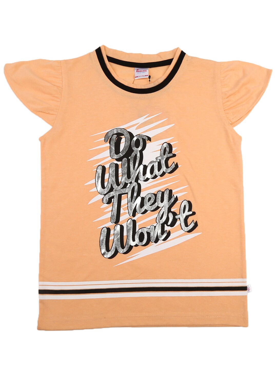 

V-Mart Girls Orange & salmon Printed Extended Sleeves T-shirt