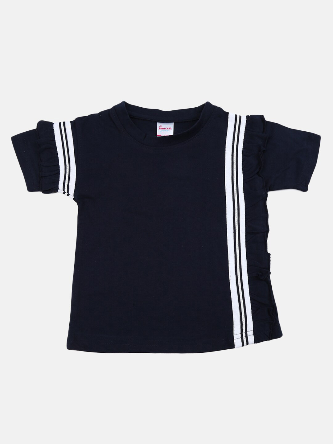 

V-Mart Girls Navy Blue & french middle red purple Applique T-shirt