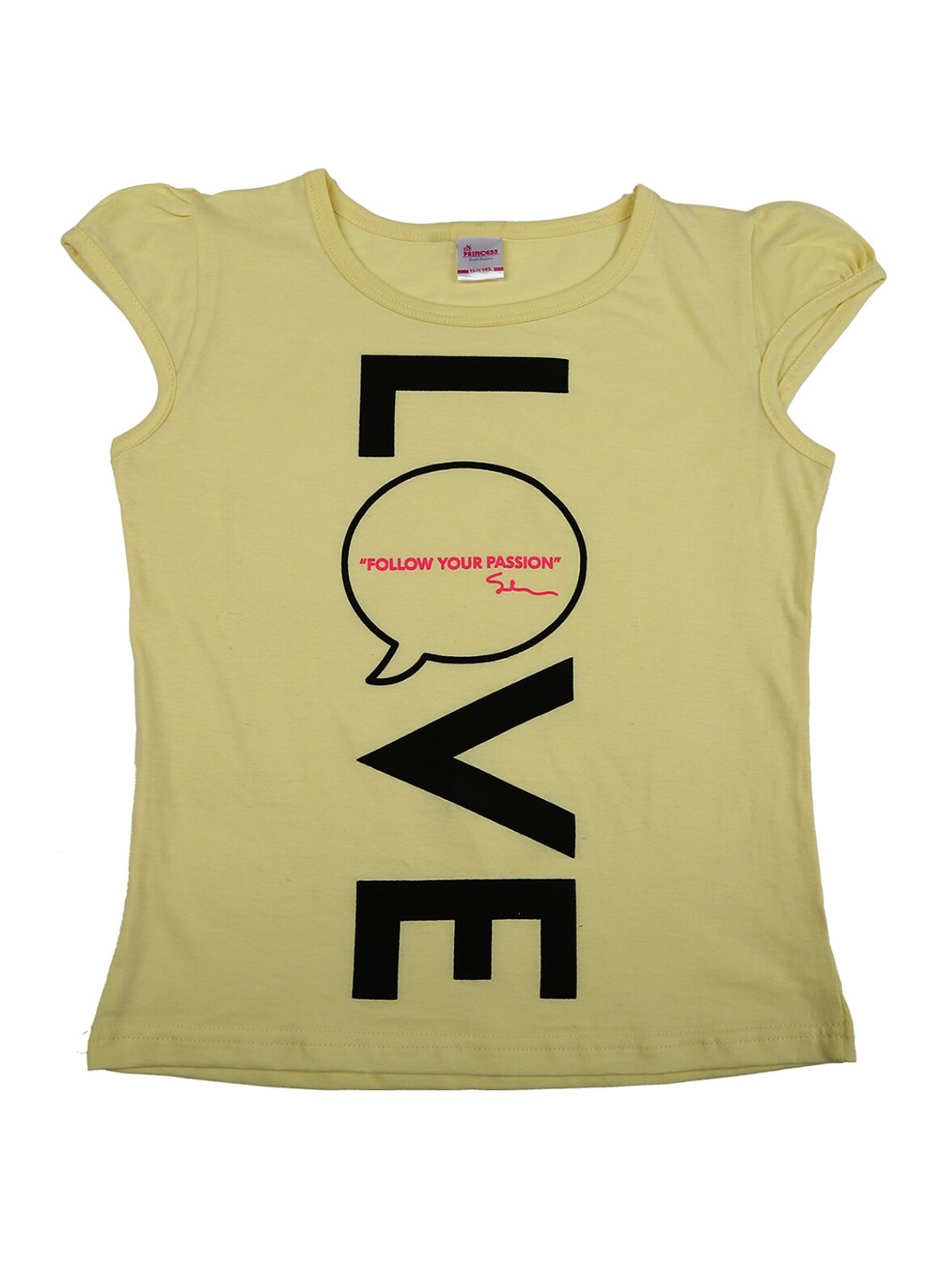 

V-Mart Girls Yellow Typography Printed Applique T-shirt