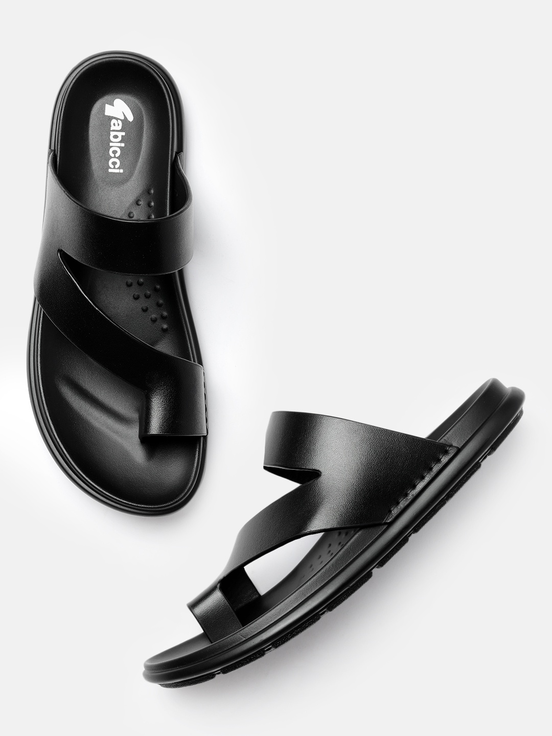 

GABICCI Men Black Leather Comfort Sandals