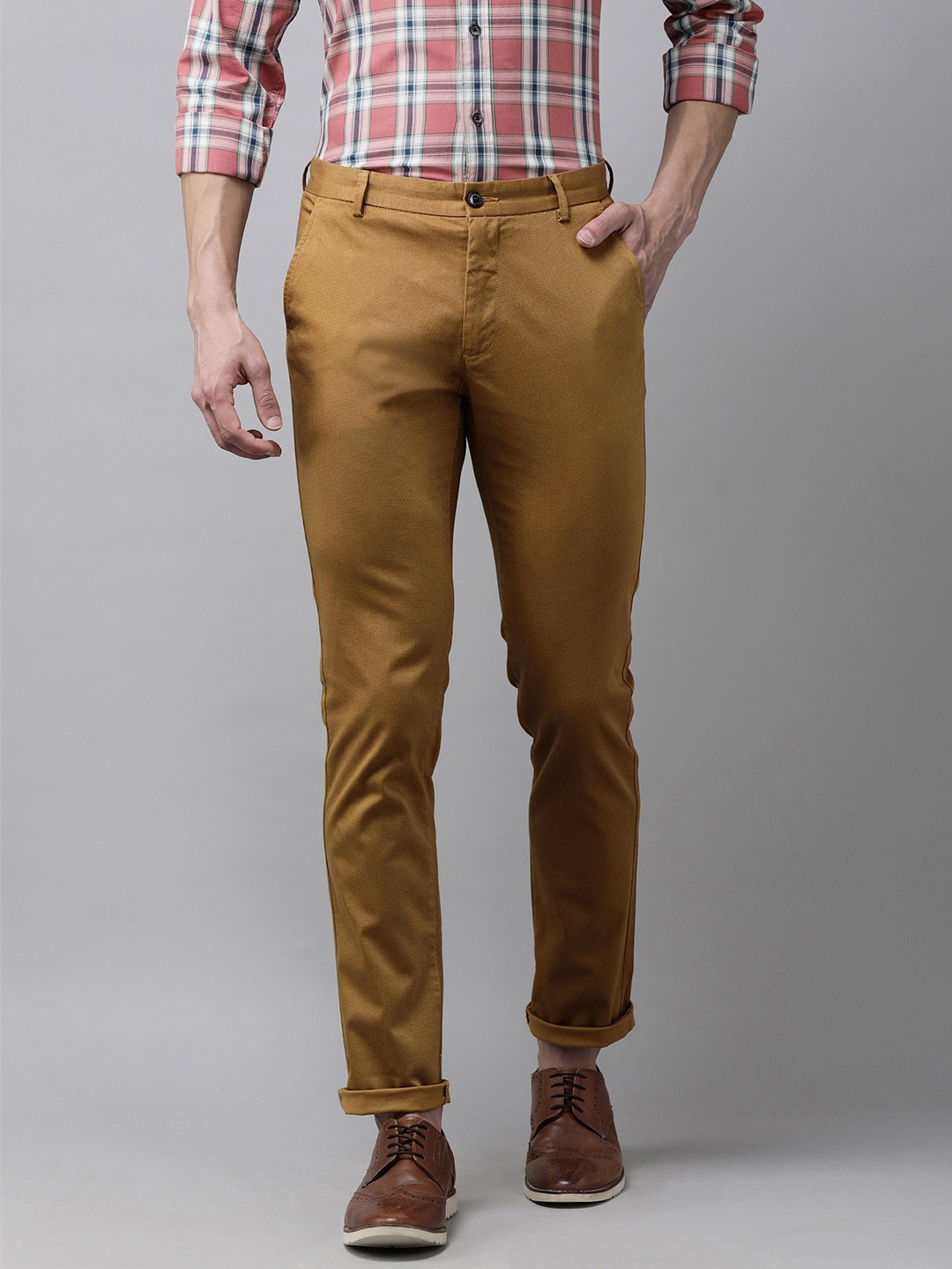 

Arrow Sport Men Khaki Printed Super Slim Fit Trousers