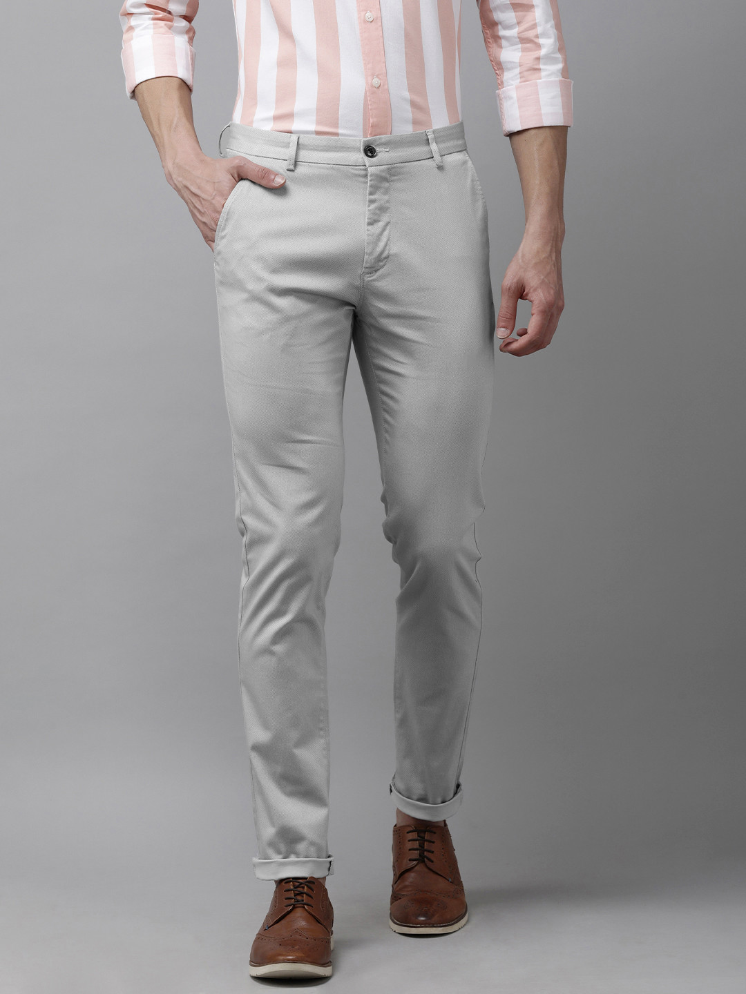 

Arrow Sport Men Grey Printed Super Slim Fit Trousers