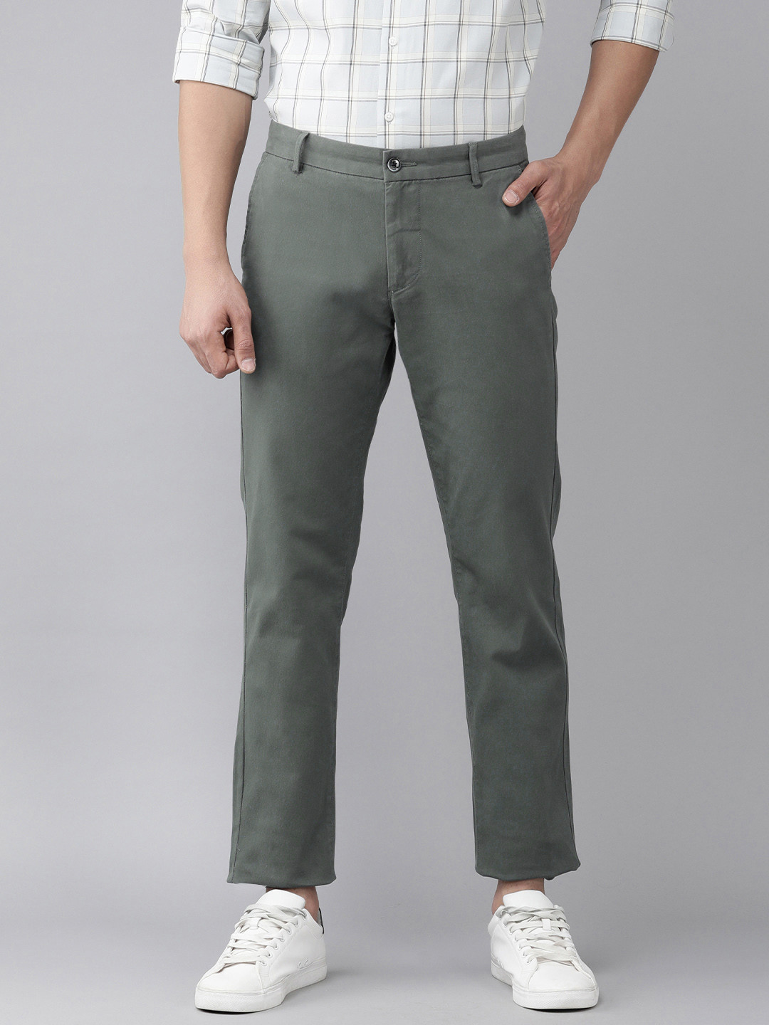 

Arrow Sport Men Grey Solid Original Slim Fit Trousers