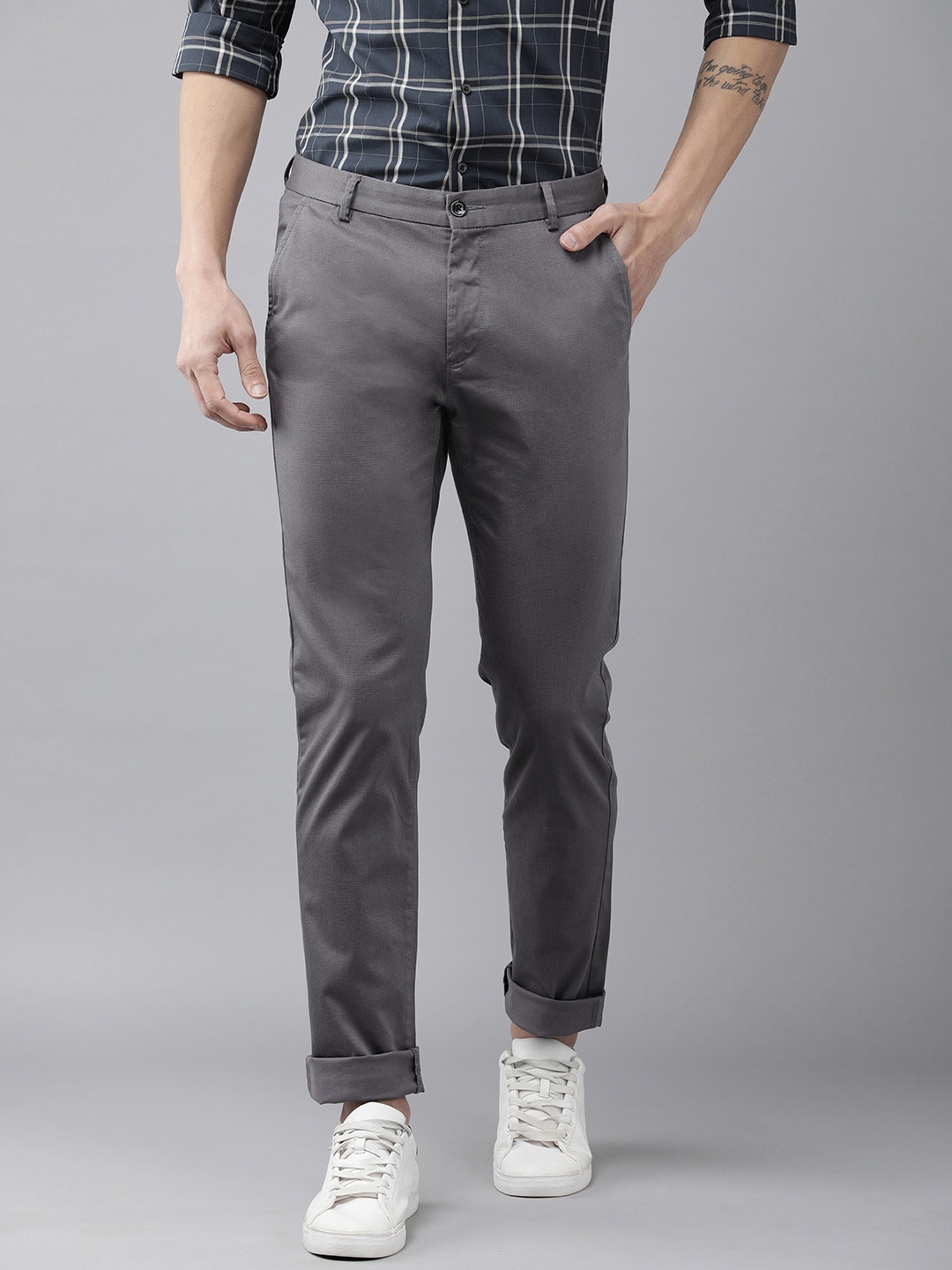 

Arrow Sport Men Grey Printed Smart Slim Fit Chinos