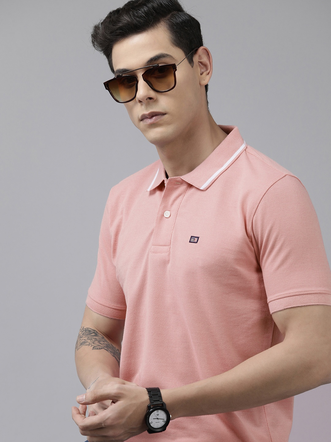 

Arrow Men Pink Polo Collar T-shirt