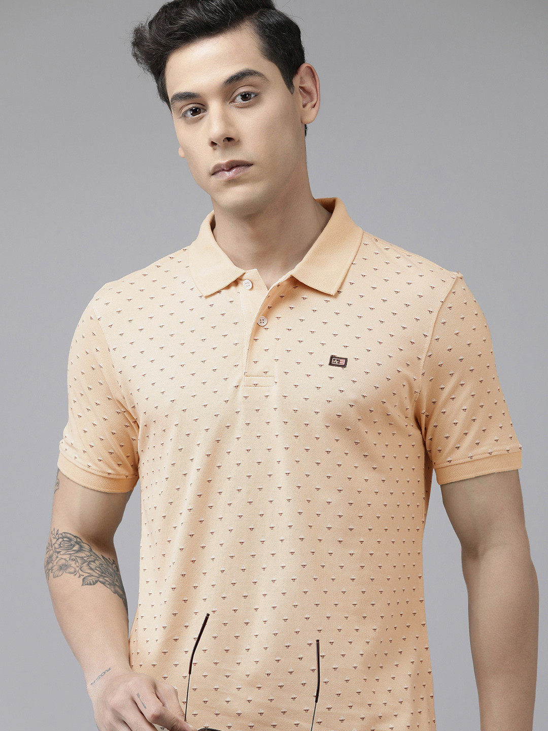 

Arrow Men Nude-Coloured Printed Pure Cotton T-shirt