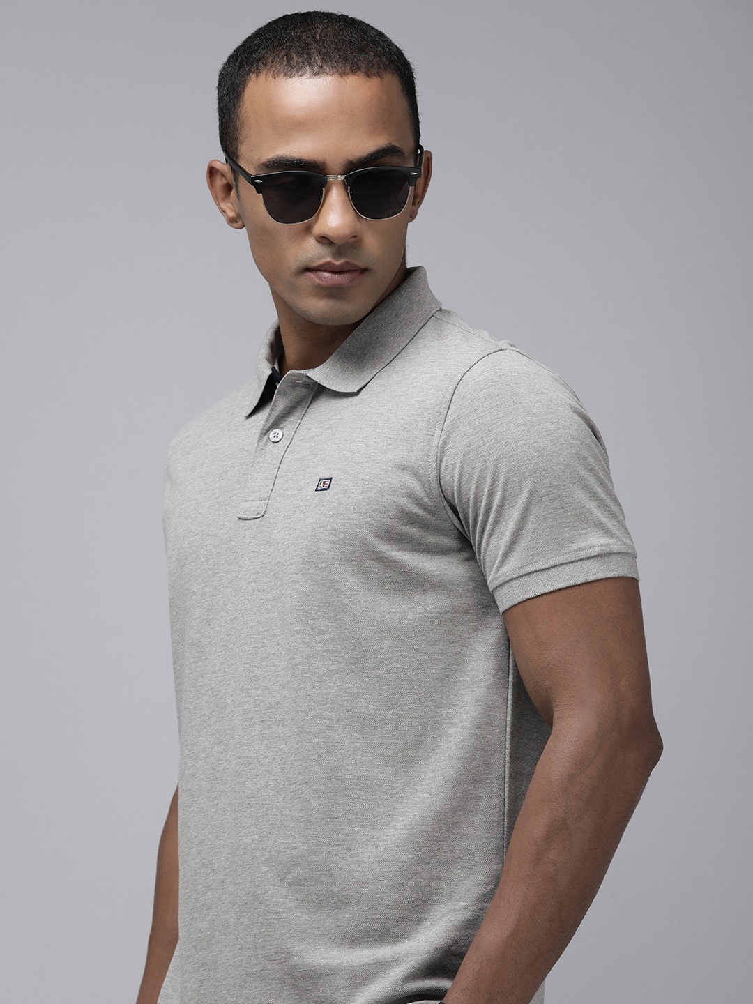 

Arrow Polo Collar T-shirt, Grey melange