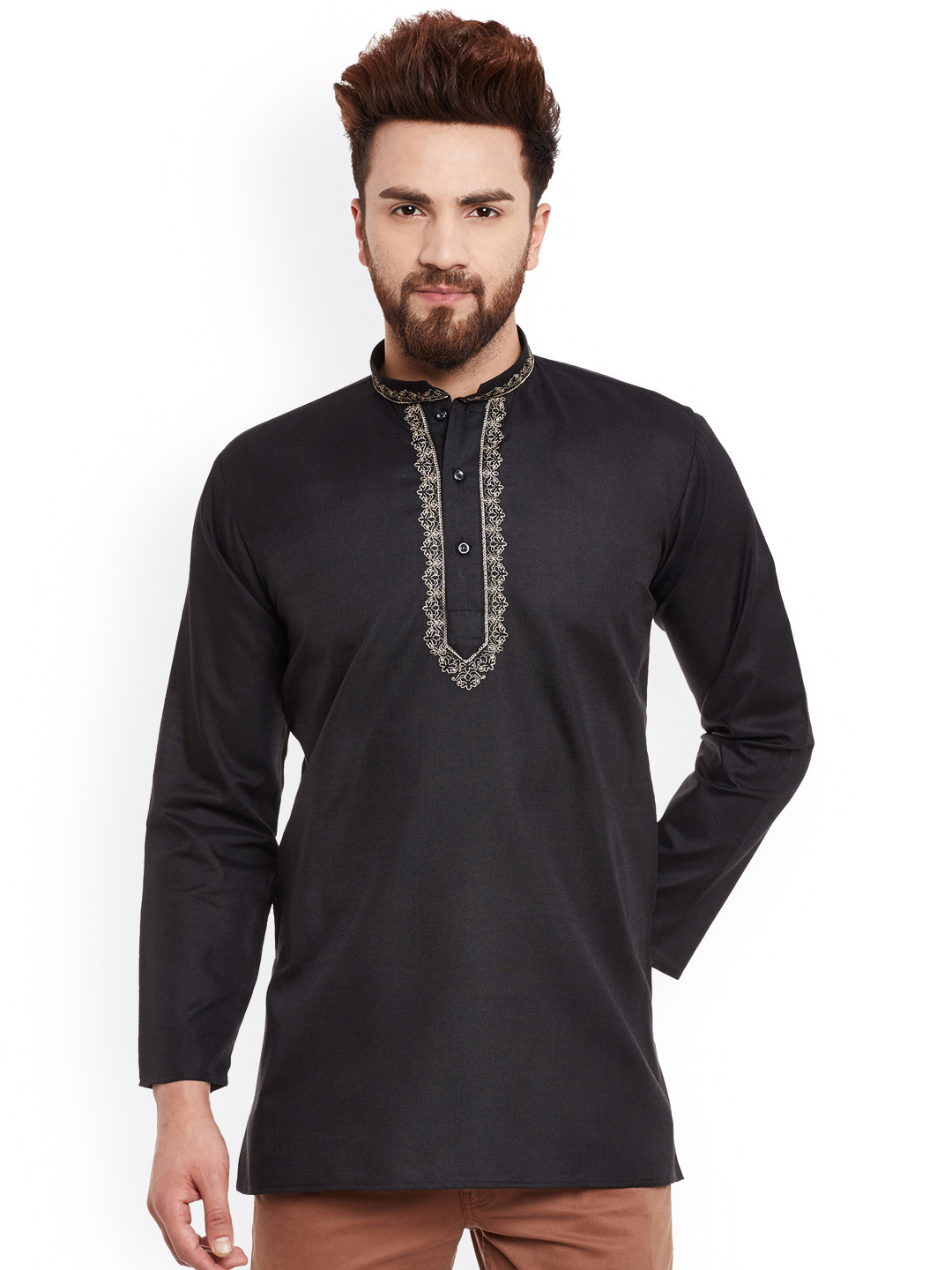 

SOJANYA Men Black Short Kurta