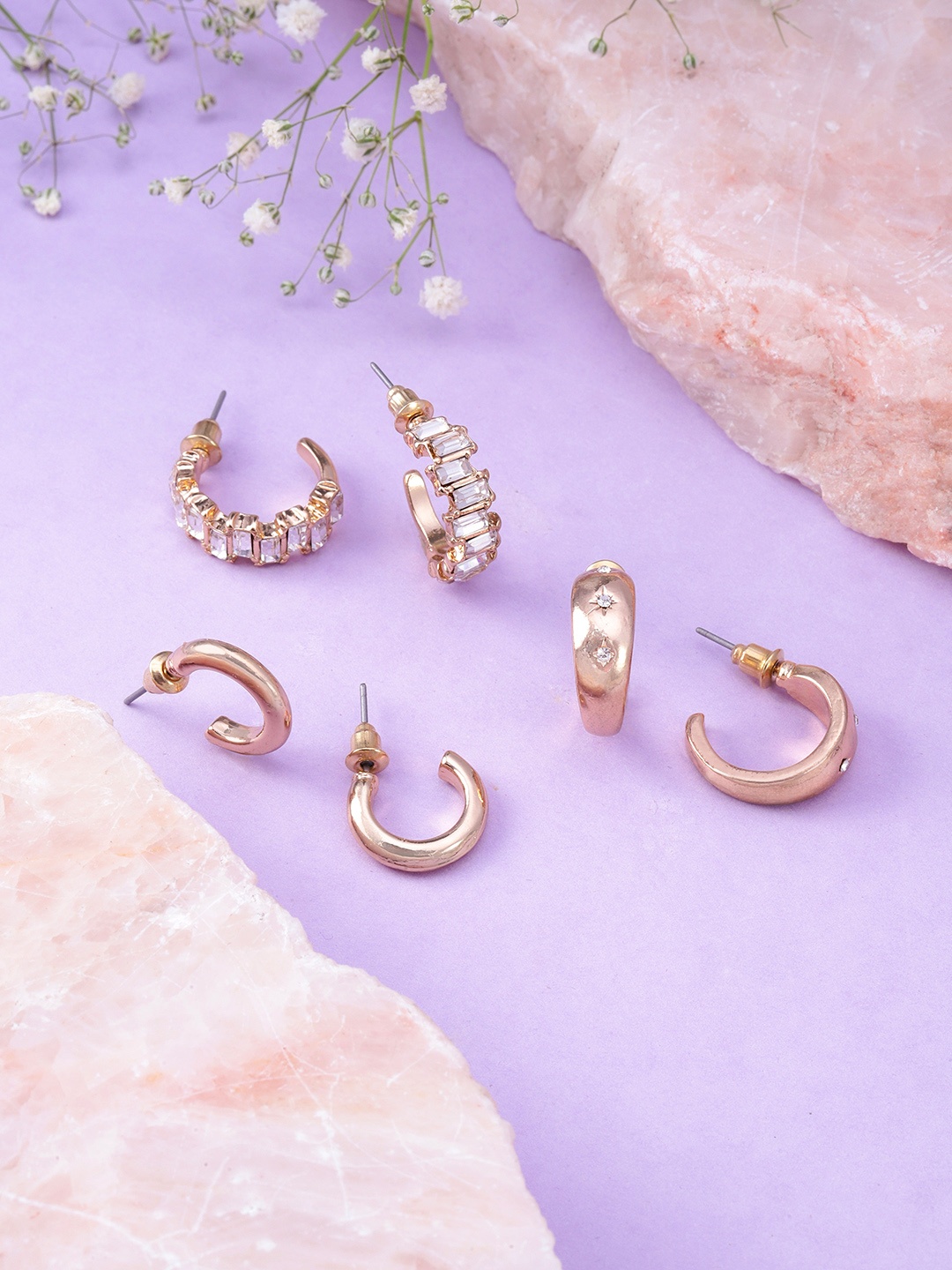 

bebe Set of 3 Circular Half Hoop Earrings, Gold