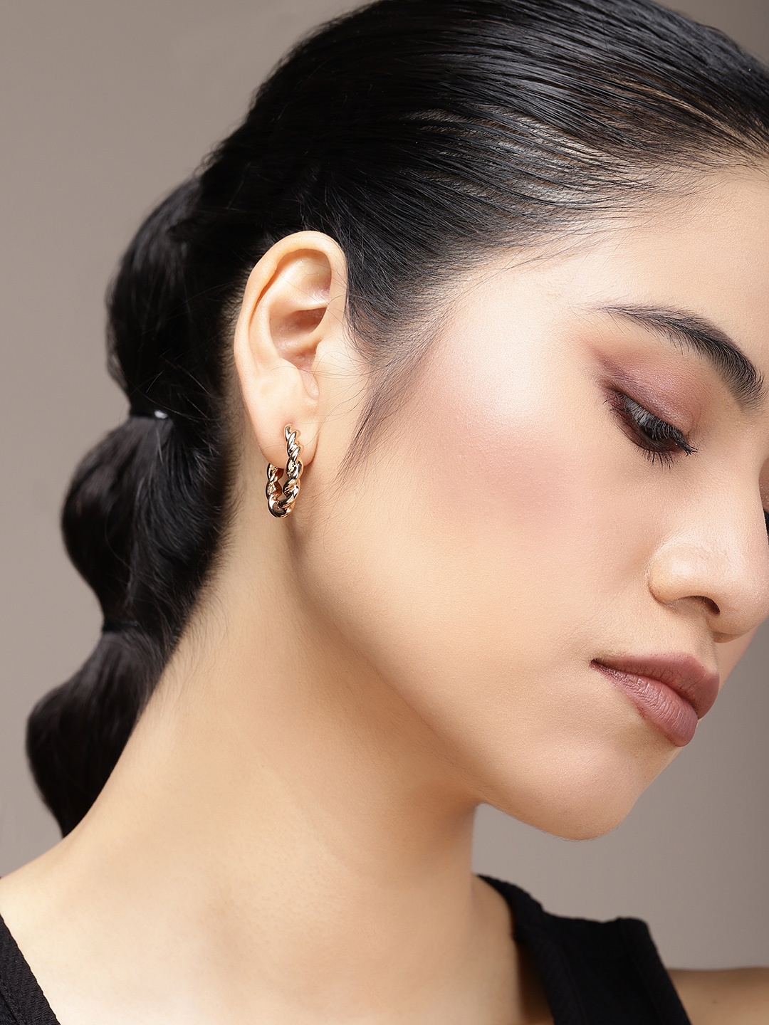 

bebe Gold-Toned Circular Half Hoop Earrings