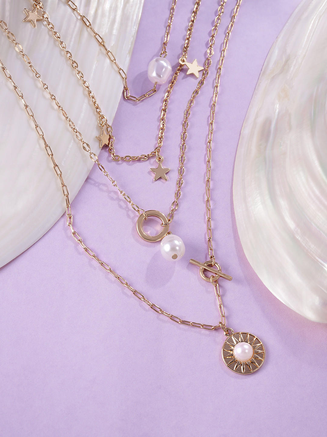 

bebe Women Gold-Toned 4 Layer Necklace With Pendant
