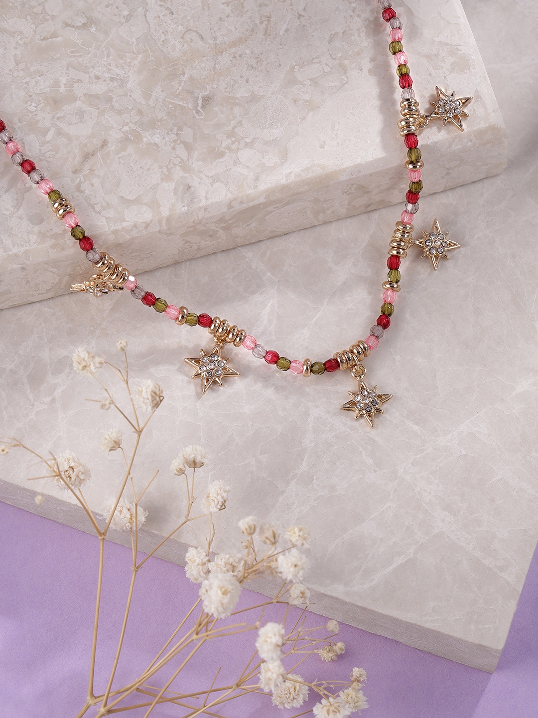 

bebe Gold-Toned Beaded Star Design Necklace