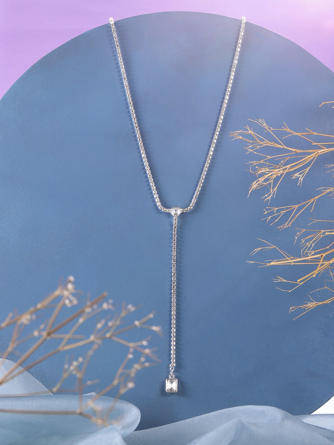 

bebe Silver-Toned Stone Studded Necklace
