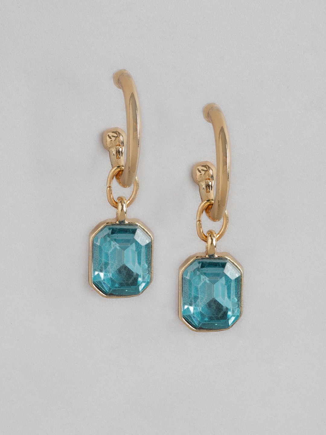 

bebe Gold-Toned & Blue Stone-Studded Drop Earrings