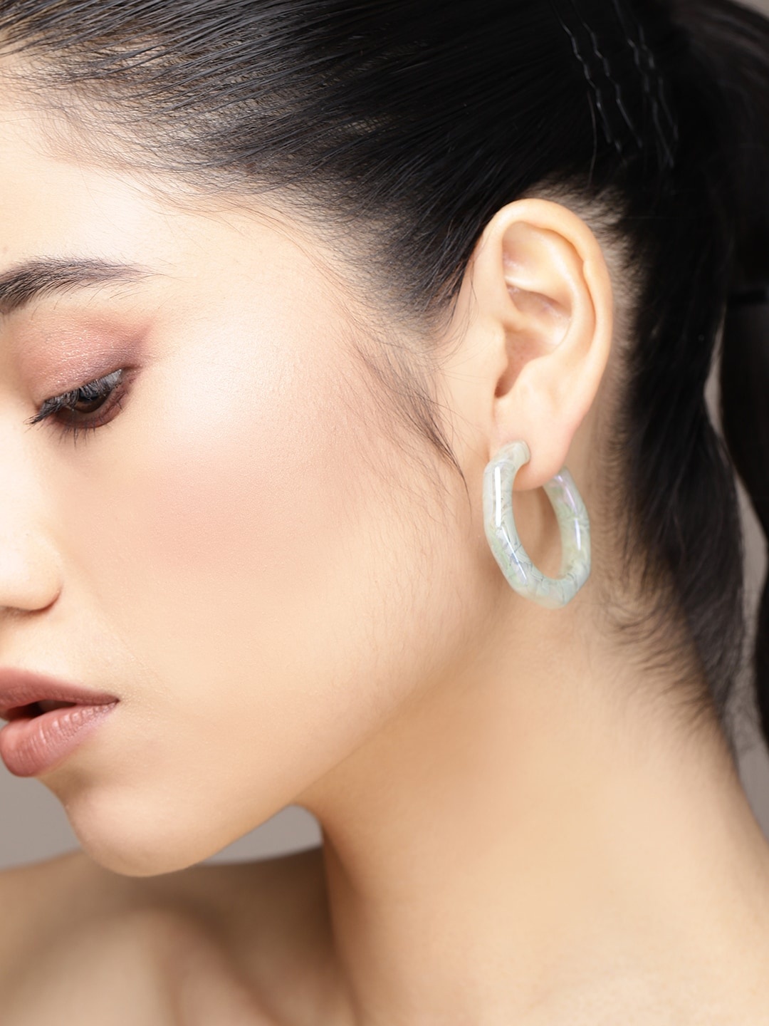 

bebe Women Blue Circular Half Hoop Earrings