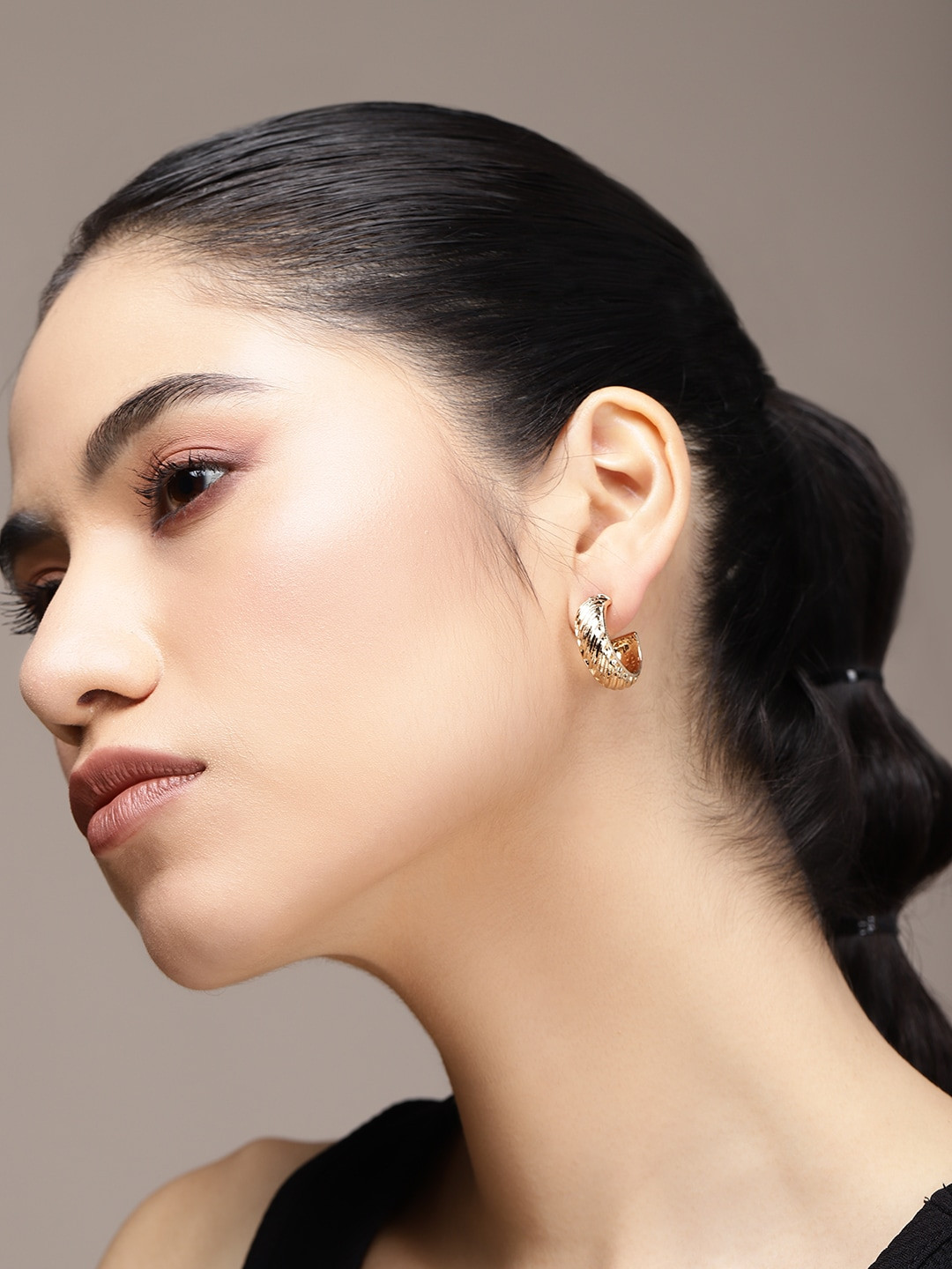 

bebe Gold-Toned Circular Half Hoop Earrings