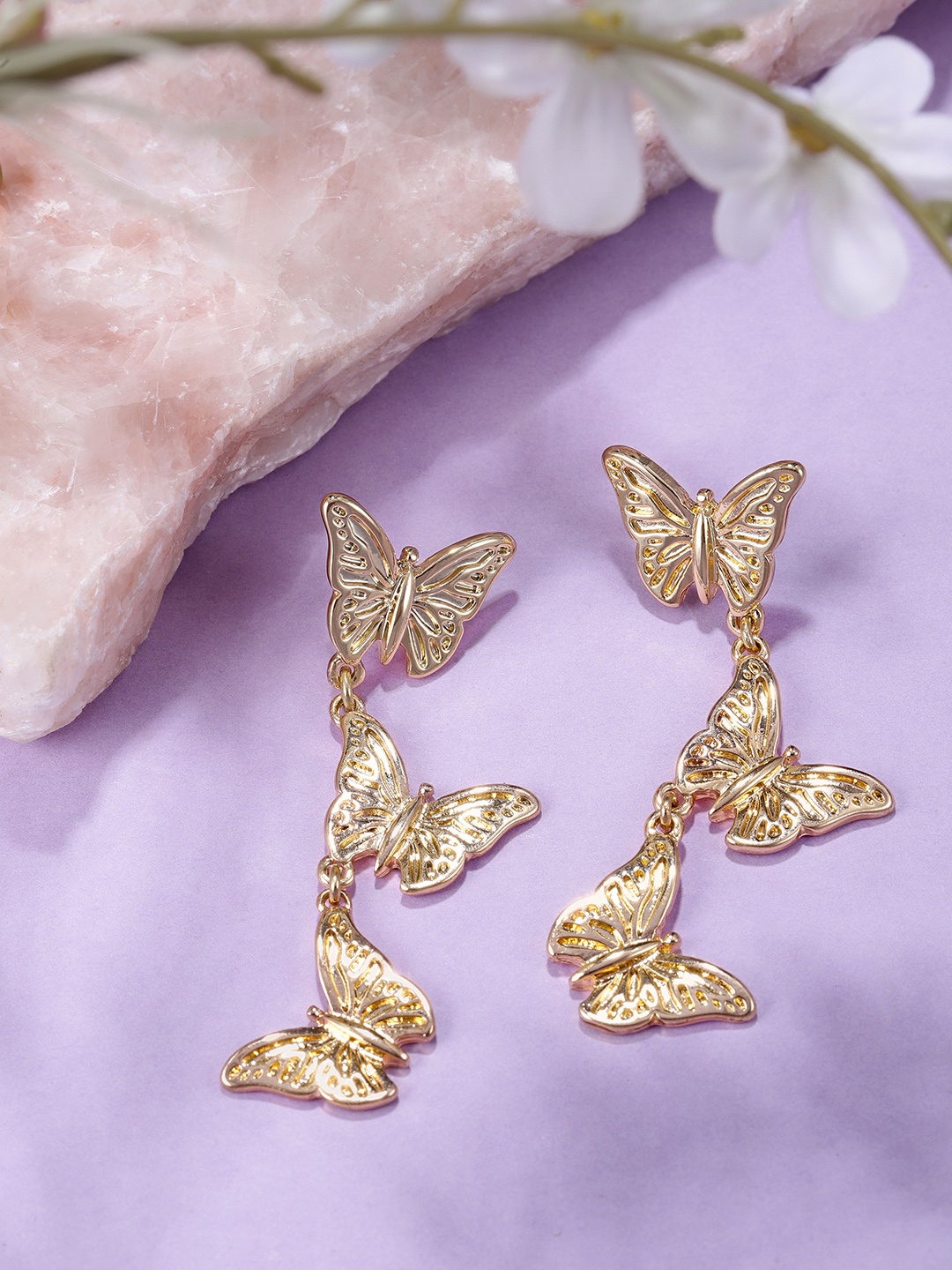 

bebe Women Butterfly-Shaped Contemporary Drop Earrings, Gold