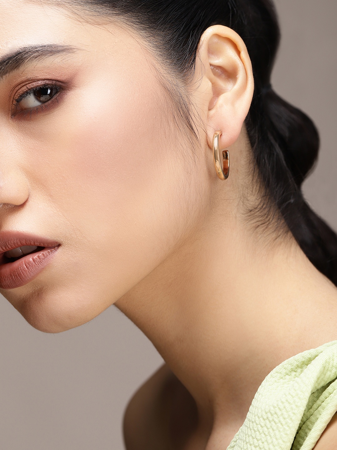 

bebe Gold-Toned Circular Half Hoop Earrings