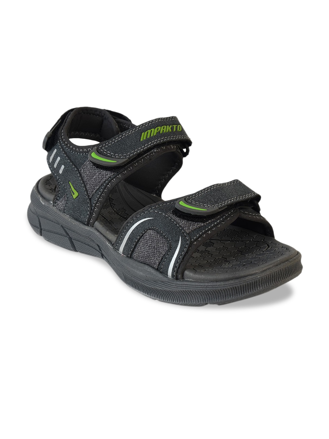 

IMPAKTO Men Grey Patterned Sports Sandals