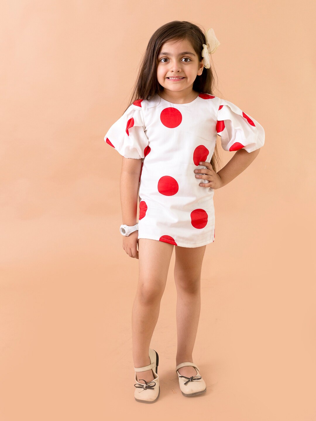 

Fairies Forever Girls White and Red Polka Dots A-Line Dress
