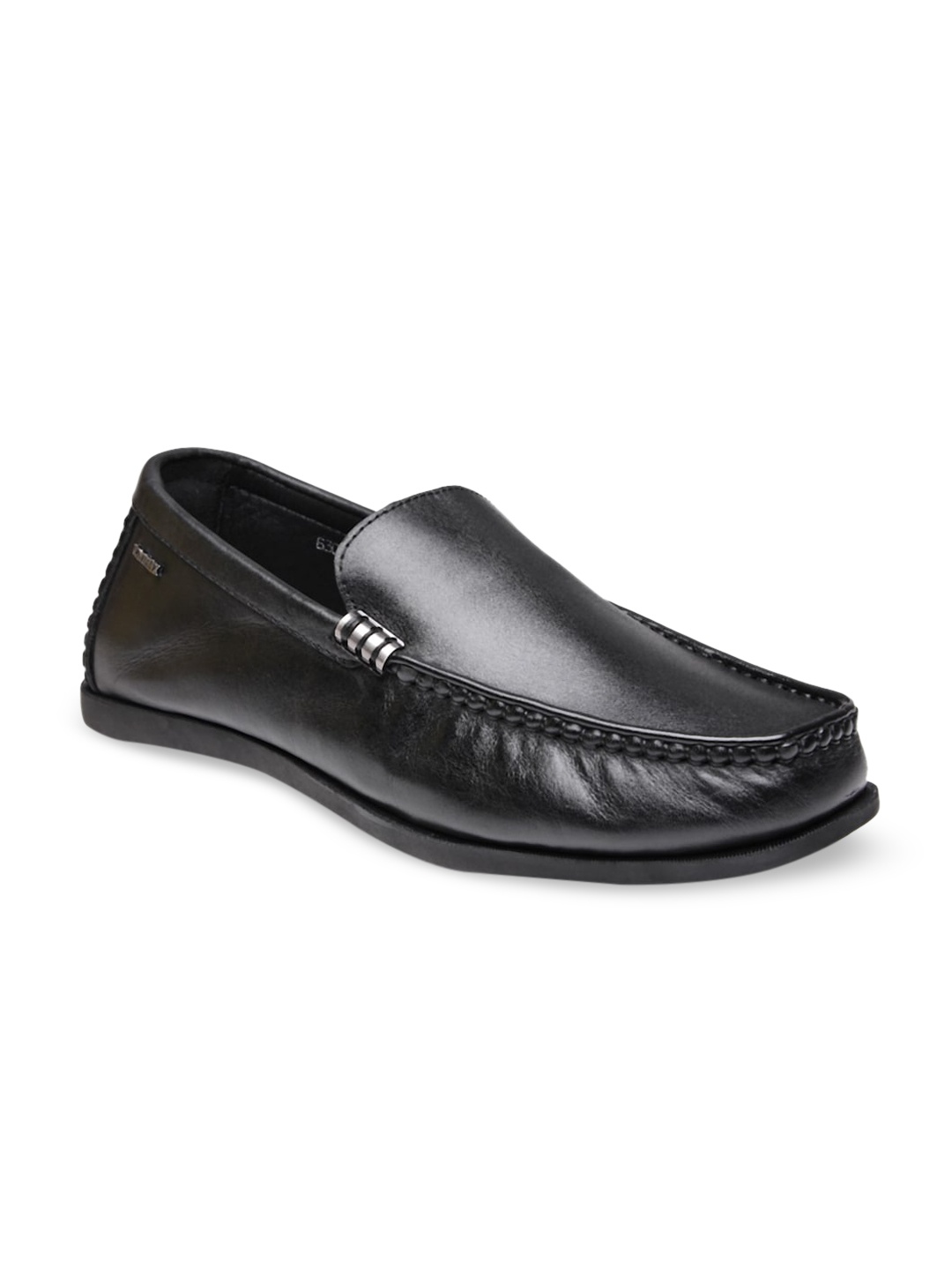 

VON WELLX GERMANY Men Black Textured Leather Loafers