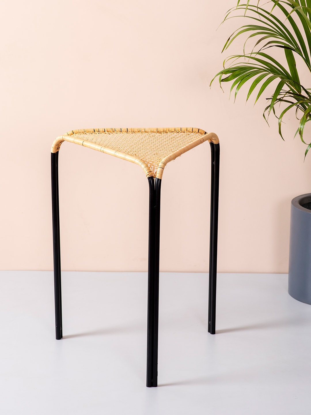 

nestroots Gold & Black Textured Metal Ottoman
