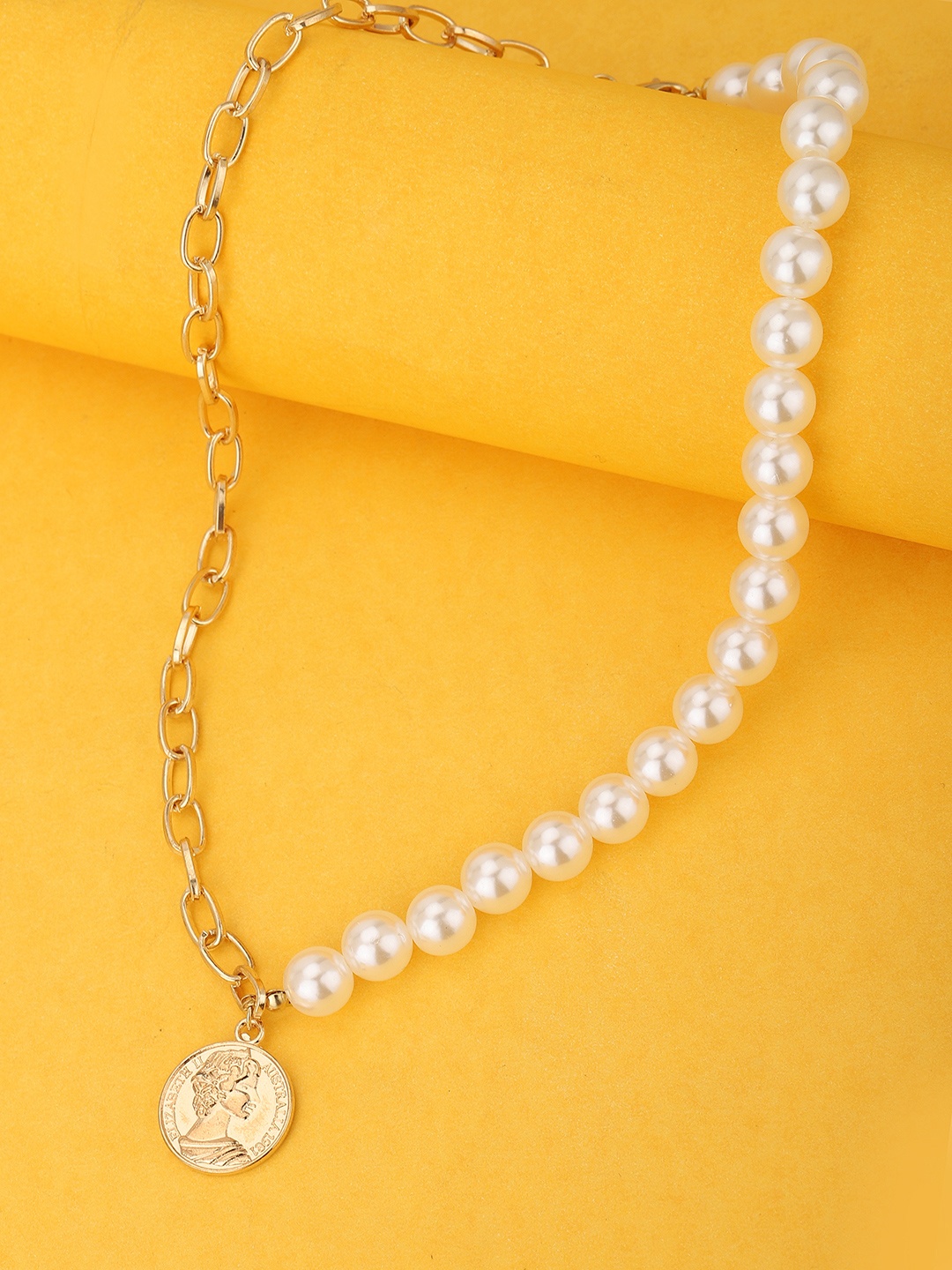 

Carlton London Rose Gold Pearl & Elizabeth Textured Pendant Handcrafted Necklace