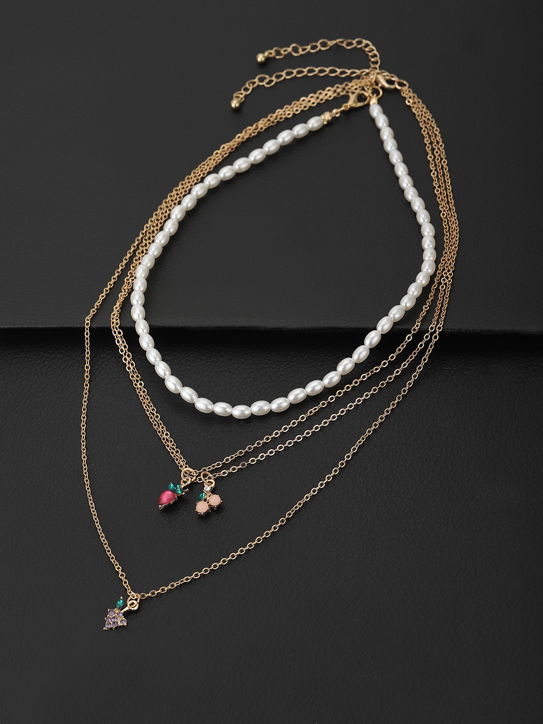 

Carlton London Set of 2 Multicoloured Rose Gold-Plated Layered Necklace, Multi